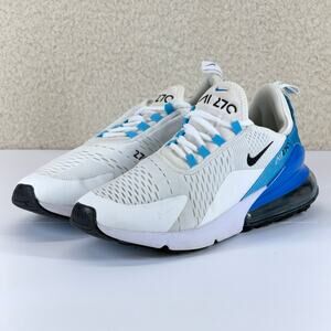 Nike Air Max 270 Running Shoes Men 9.5 White Blue AH8050-110 Low Top Lace Up Gym